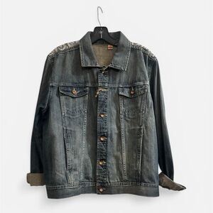 Upcycled Washed Denim Jacket - Gray Blue